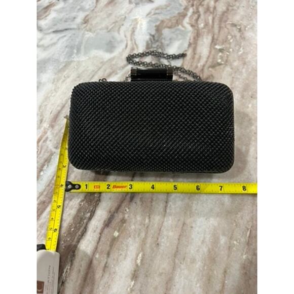 Jessica McClintock Black Beaded Clamshell Shoulder Purse Converts to Clutch - Picture 1 of 8